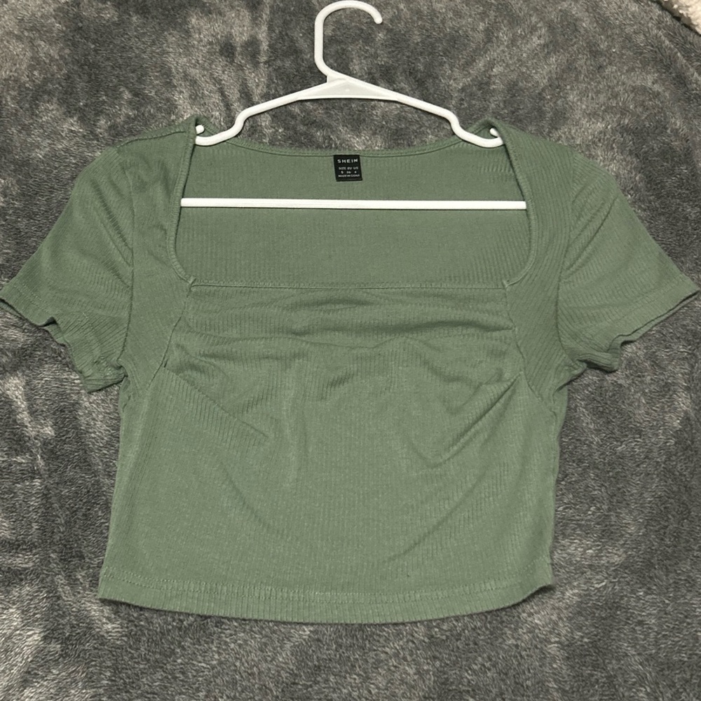 Green Ribbed Crop Top - Picture 2 of 2